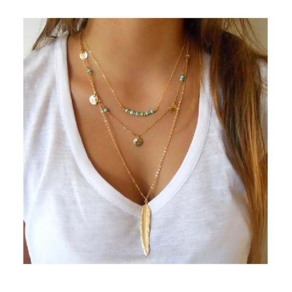 Jewelry - 4 for $20 Multi-layered Feather Boho Necklace